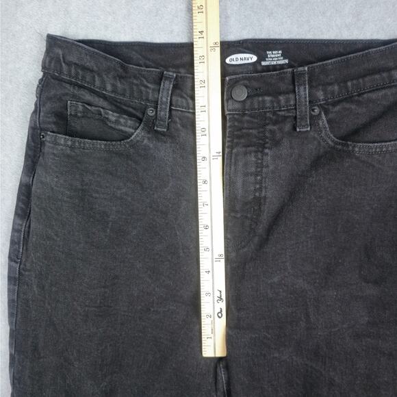 Old Navy Womens Size 14 Sky-Hi Straight Black Boyfriend Jeans 32" Waist - Picture 12 of 16